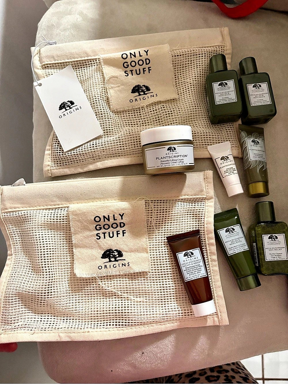 Origins Skincare Discovery Set Bundle with Only Good Stuff Mesh Bag Green &